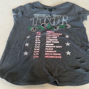 Stylish grey top. World wide tour kids t-shirt.In great shape no stains.